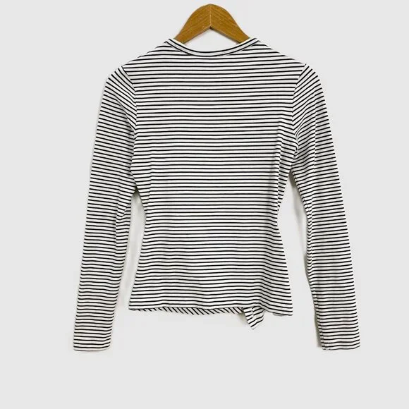 Paco Rabanne Striped Snap Button Asymmetric Drape Front Top - Picture 2 of 9